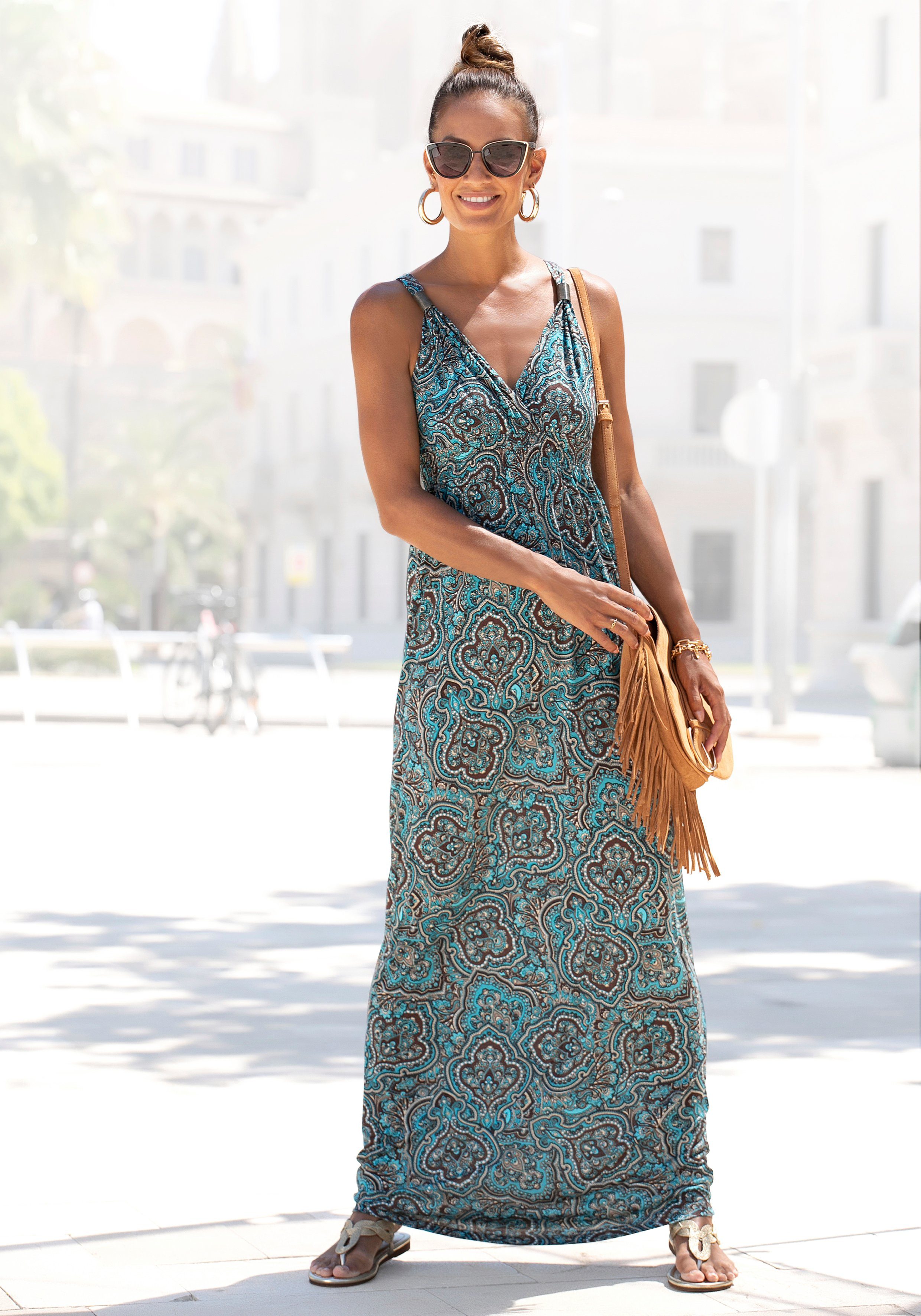 LASCANA Maxikleid mit Paisleymuster und verstellbarem günstig online kaufen