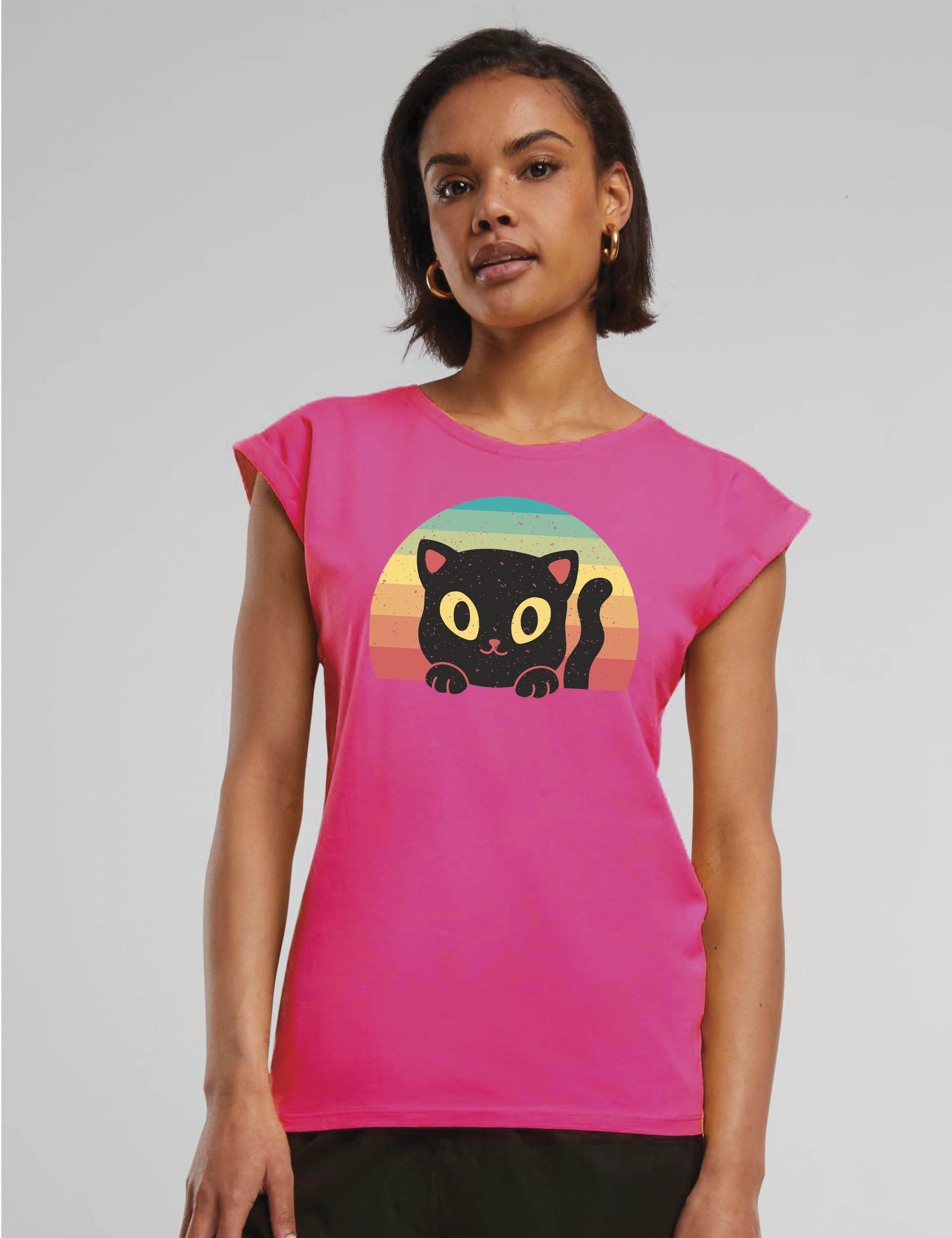 Youth Designz Print-Shirt "Retro Black Cat" günstig online kaufen