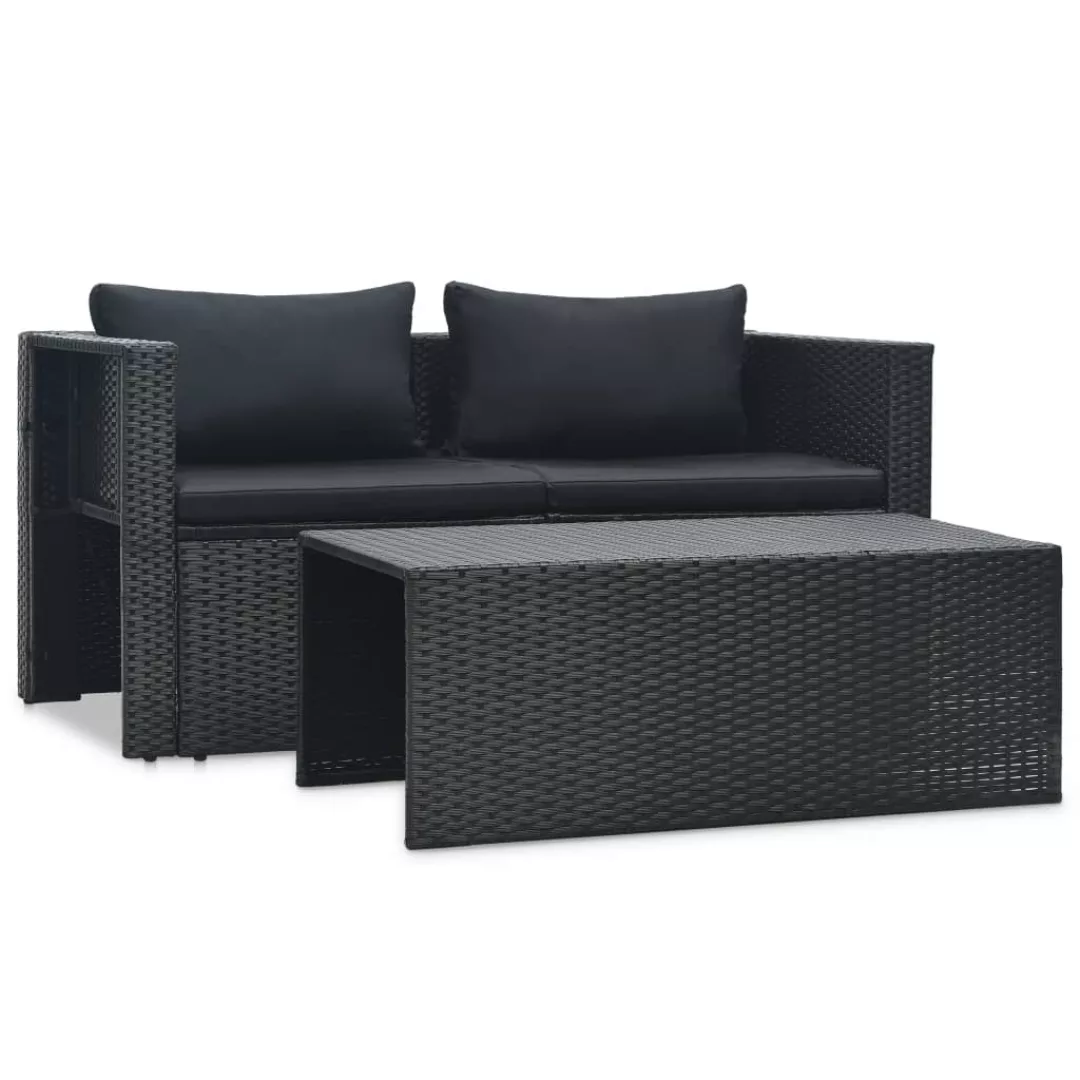 6-tlg. Garten-lounge-set Mit Auflagen Poly Rattan Schwarz günstig online kaufen