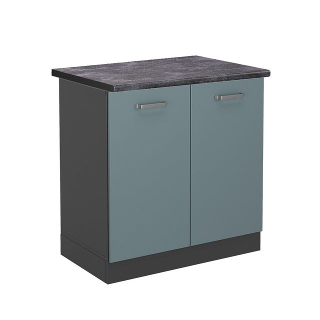 Vicco Spülenunterschrank R-Line, Blau-Grau/Anthrazit, 80 cm, AP Anthrazit günstig online kaufen