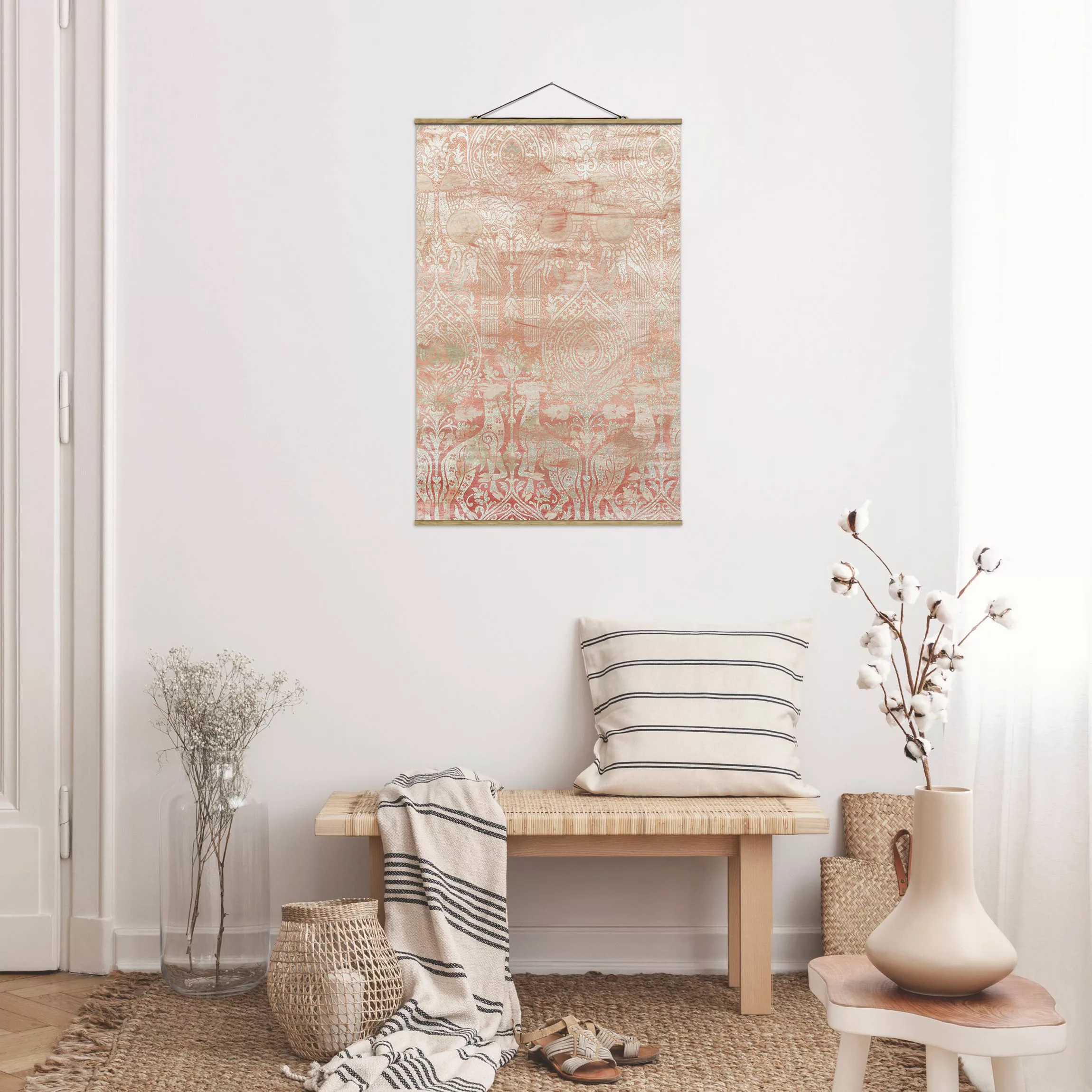 Stoffbild Muster mit Posterleisten - Hochformat Ornamentgewebe III günstig online kaufen