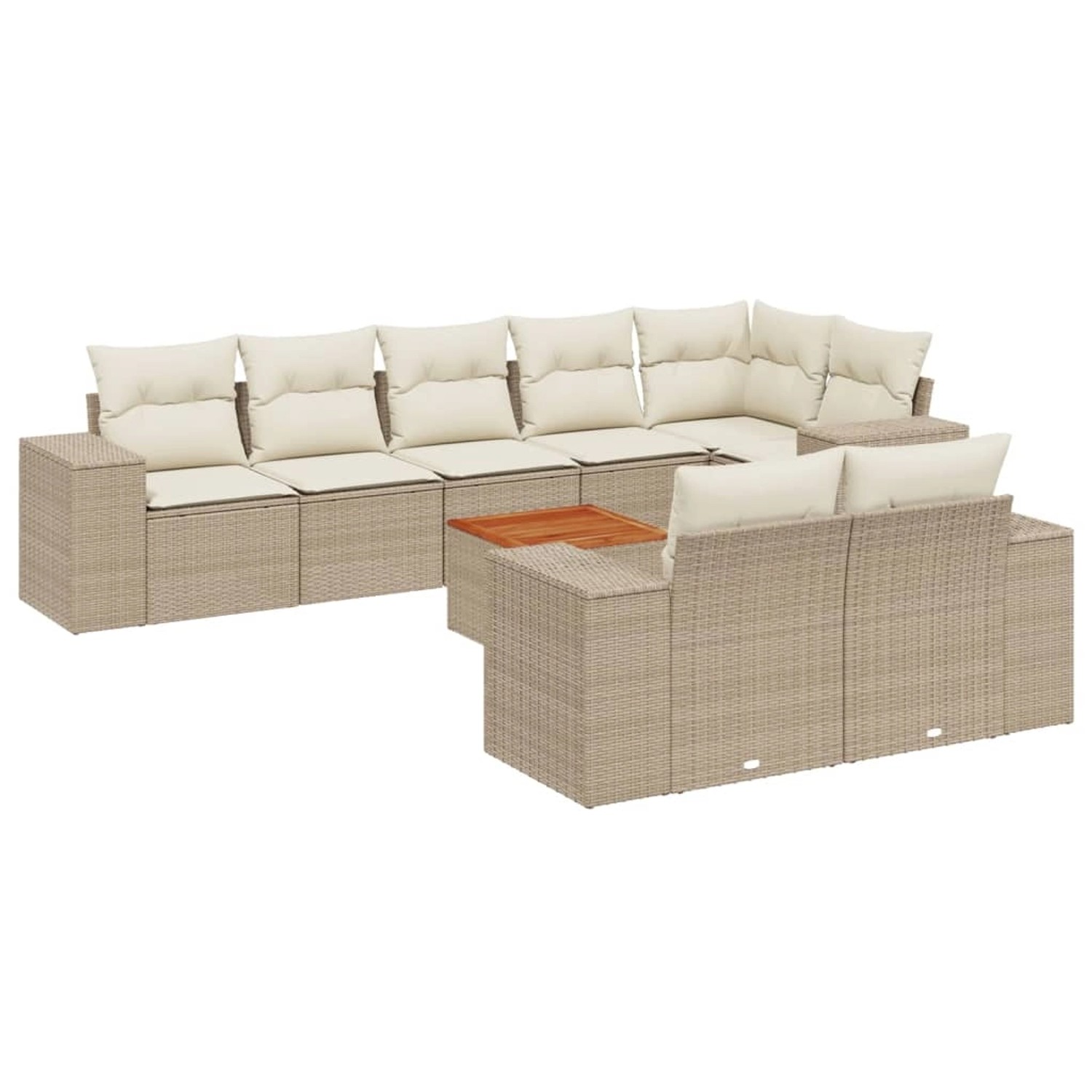 vidaXL 9-Tlg Garten-Sofagarnitur mit Kissen Beige Poly Rattan 3225533 günstig online kaufen
