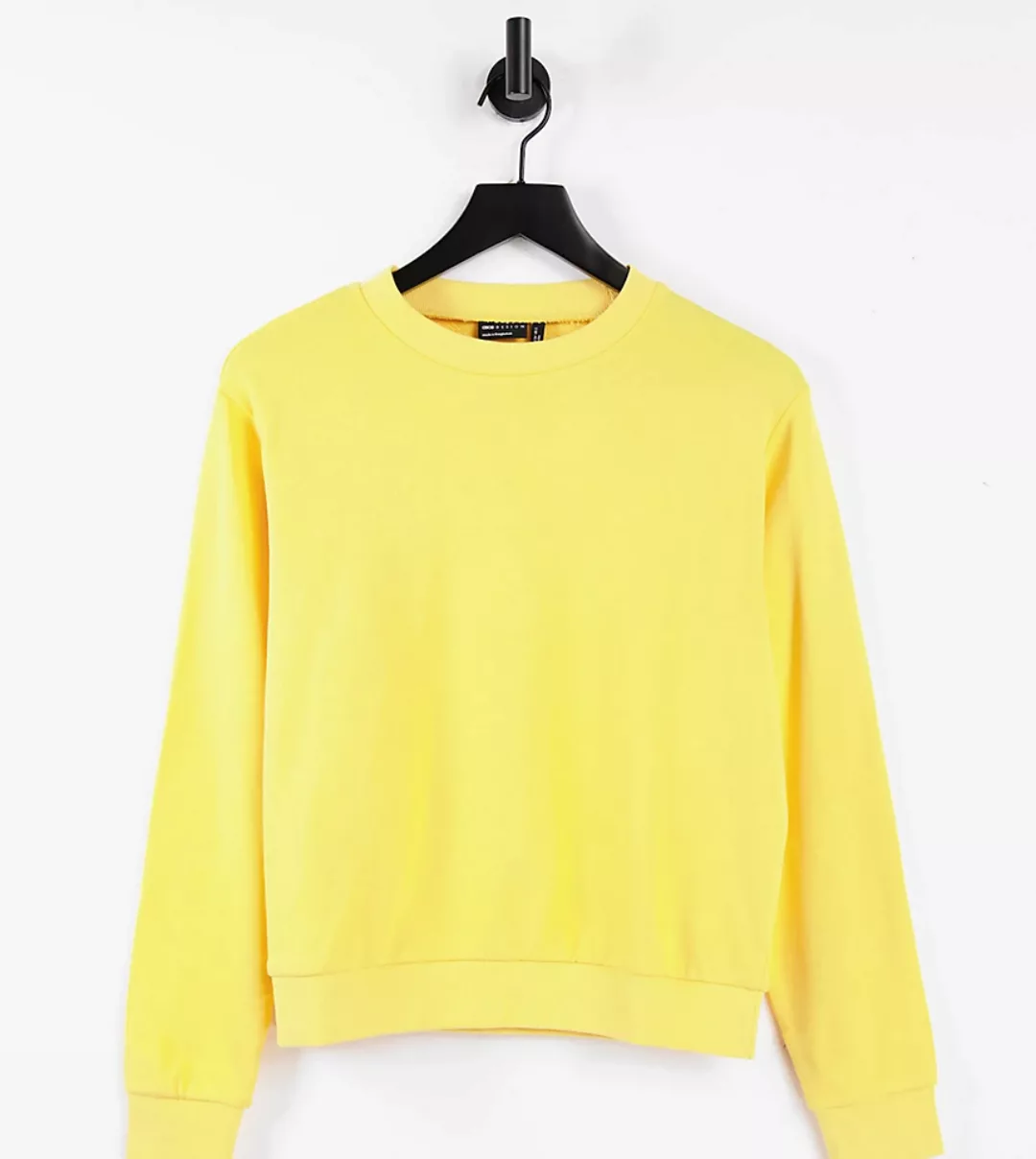 ASOS DESIGN Petite – Ultimate – Sweatshirt aus Bio-Baumwolle in Zitronengel günstig online kaufen