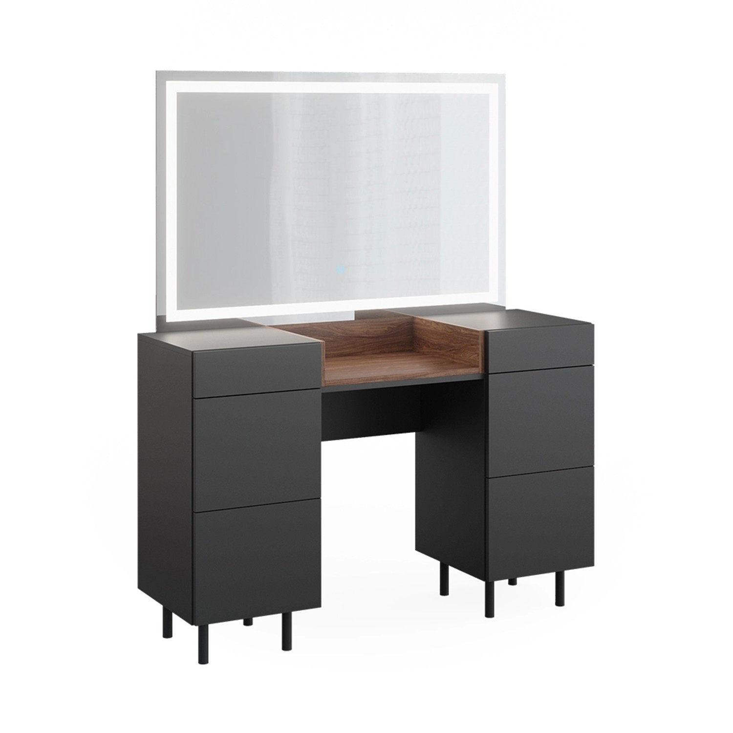Vicco Schminktisch Anika, Anthrazit/Nussbaum, 120 cm günstig online kaufen
