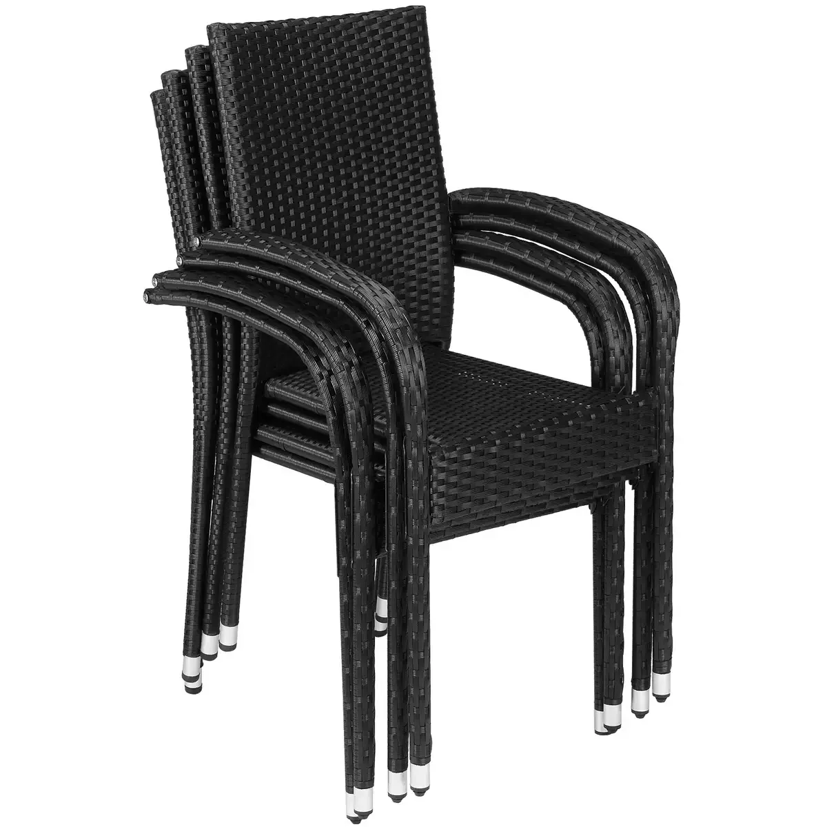 Polyrattan Stapelstuhl Comfort 8er-Set Schwarz günstig online kaufen