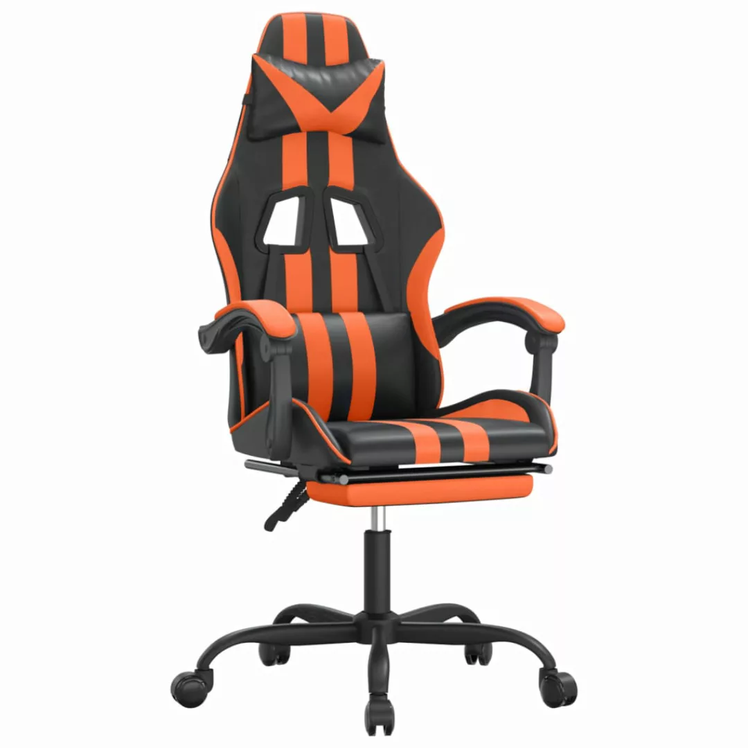 Vidaxl Gaming-stuhl Mit Fußstütze Drehbar Schwarz & Orange Kunstleder günstig online kaufen