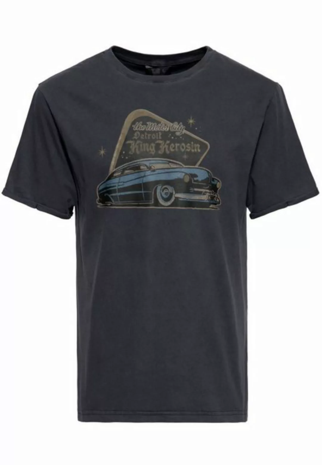 KingKerosin Print-Shirt Detroit Greaser (1-tlg) Oil-Washed günstig online kaufen