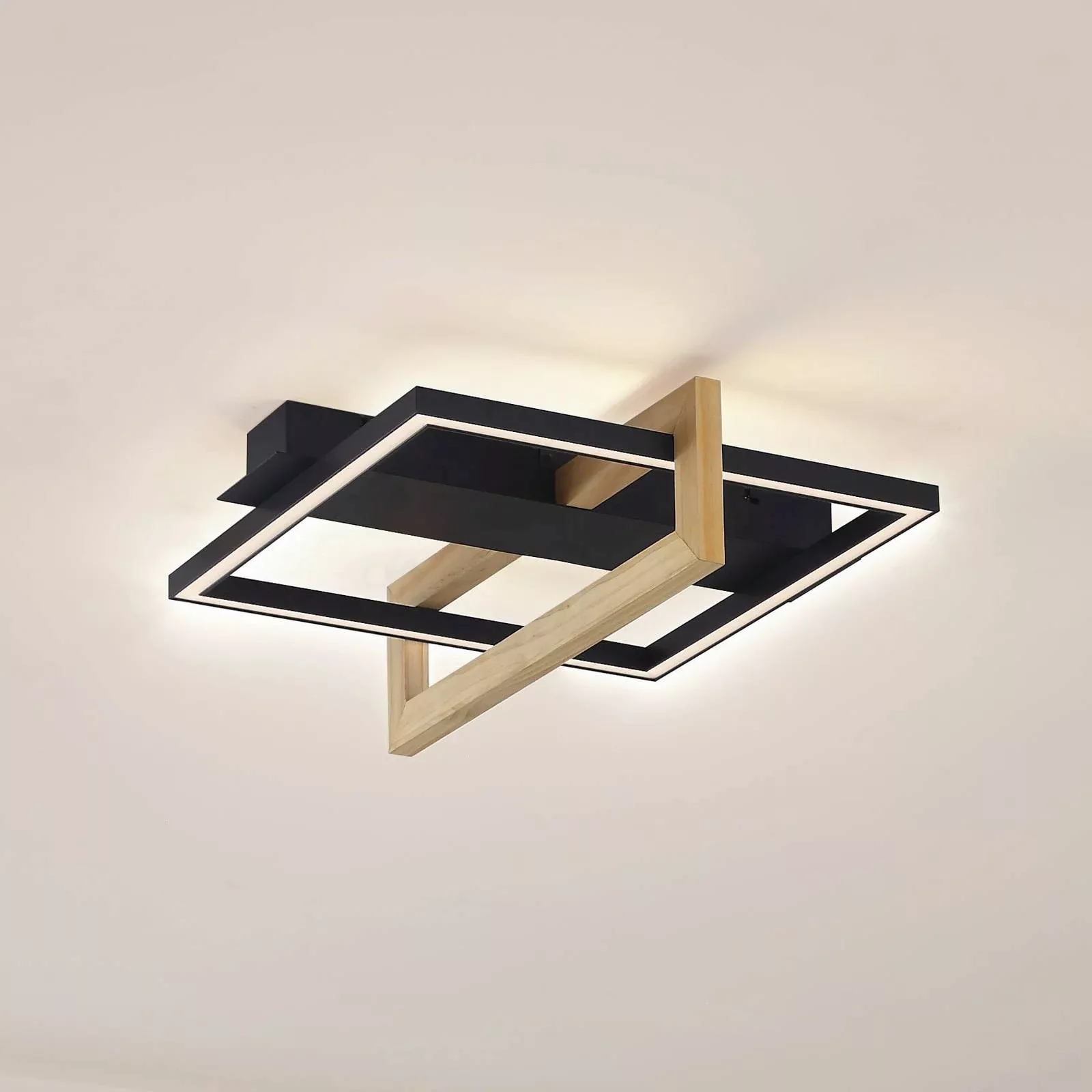 Lindby LED-Deckenleuchte Holamu, 40 cm,  Holz günstig online kaufen