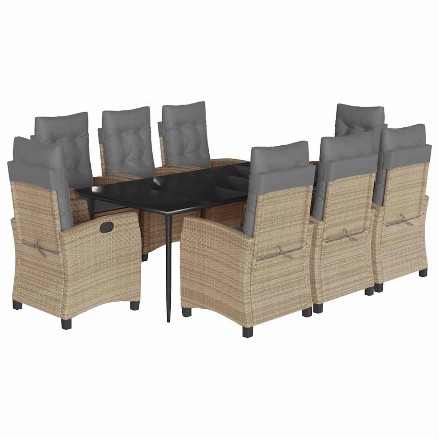 vidaXL 9-Tlg Garten-Essgruppe mit Kissen Beigemischung Poly Rattan 3212831 günstig online kaufen