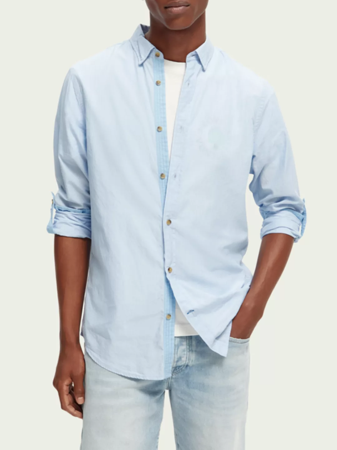 Scotch & Soda Popelin-Shirt aus Bio-Material mit anpassbaren Ärmeln günstig online kaufen