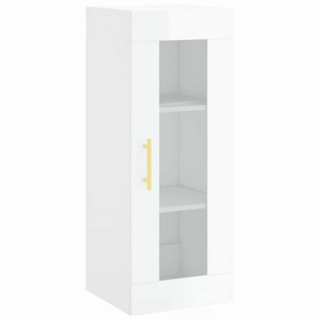 vidaXL Kleiderschrank Wandschrank Hochglanz-Weiß 34,5x34x90 cm Glas Vitrine günstig online kaufen