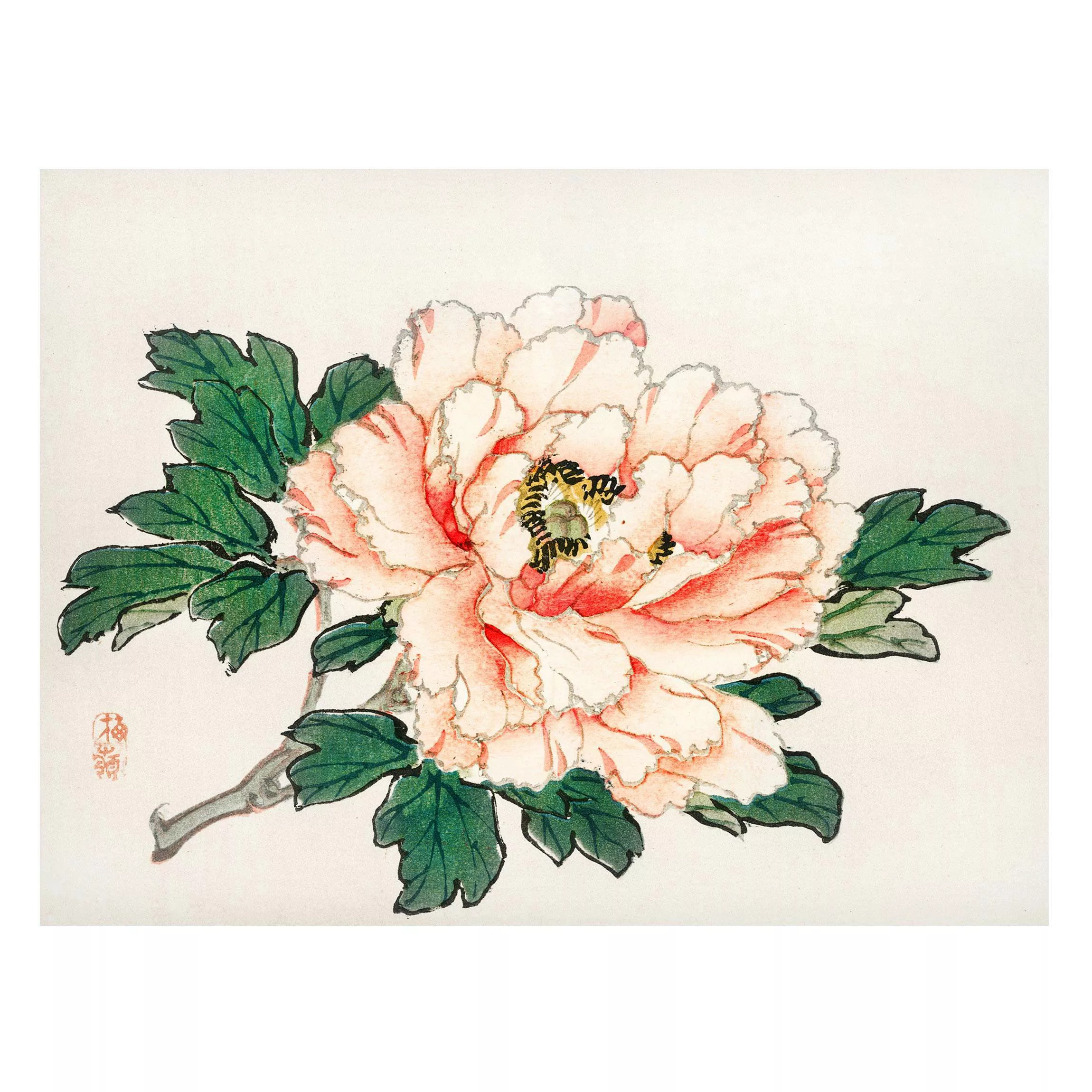 Magnettafel Blumen - Querformat 4:3 Asiatische Vintage Zeichnung Rosa Chrys günstig online kaufen