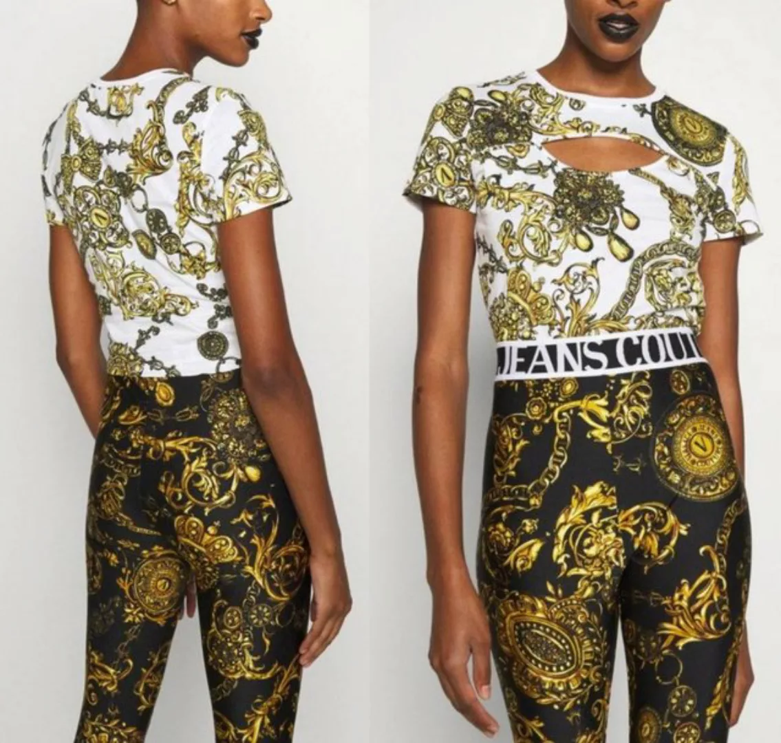 Versace T-Shirt VERSACE JEANS COUTURE Cropped Tee Baroque Jewelry Logo T-sh günstig online kaufen