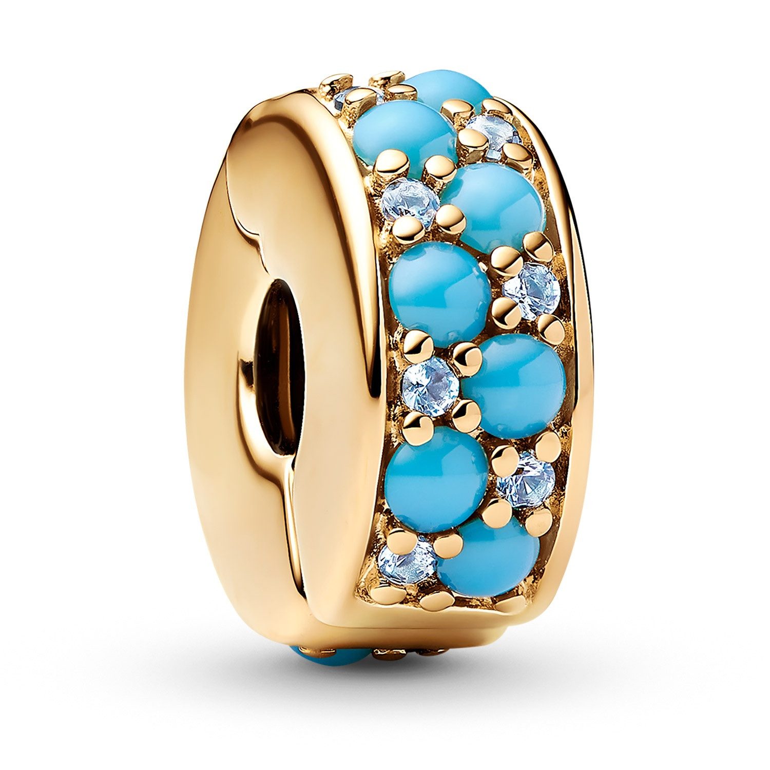 Pandora Charm-Einhänger 763902C01, Clip aquablau vergolde günstig online kaufen