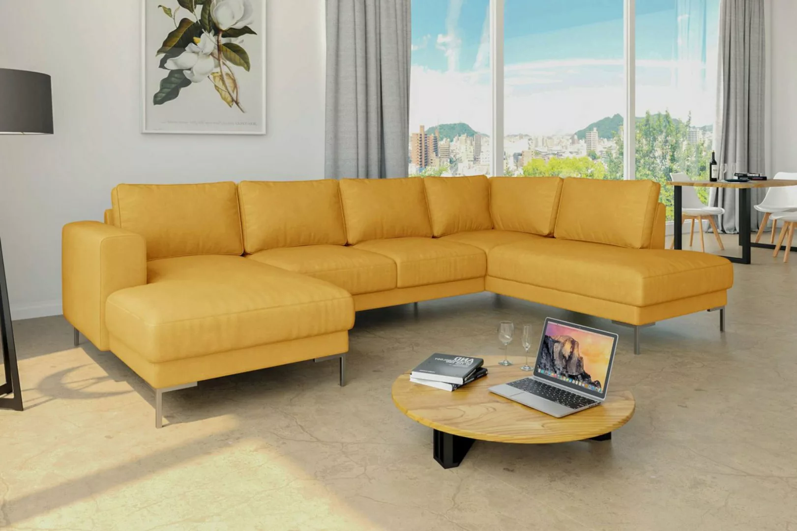 99rooms Wohnlandschaft Santini, Sofa, U-Form, Metall günstig online kaufen