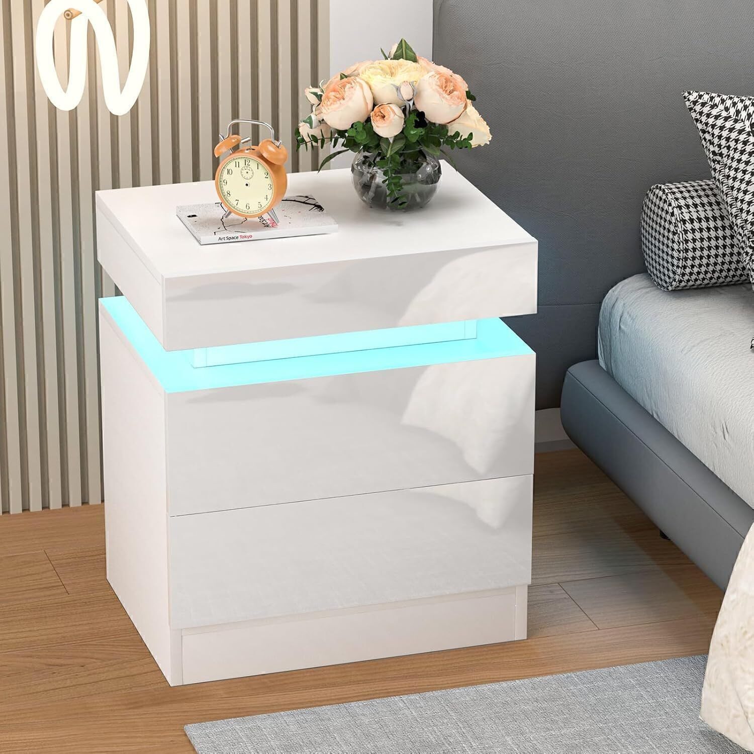 WILGOON Nachttisch Nachtschrank mit LED-Beleuchtung Nachtkommode günstig online kaufen