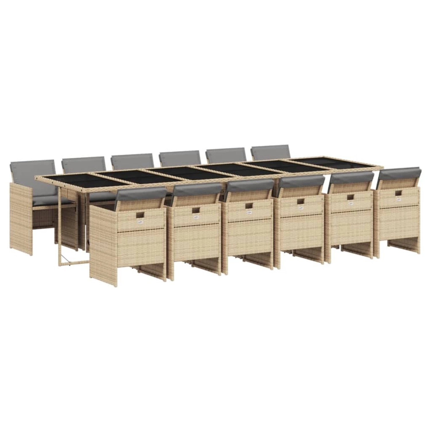 vidaXL 13-Tlg Garten-Essgruppe mit Kissen Beigemischung Poly Rattan 3277715 günstig online kaufen