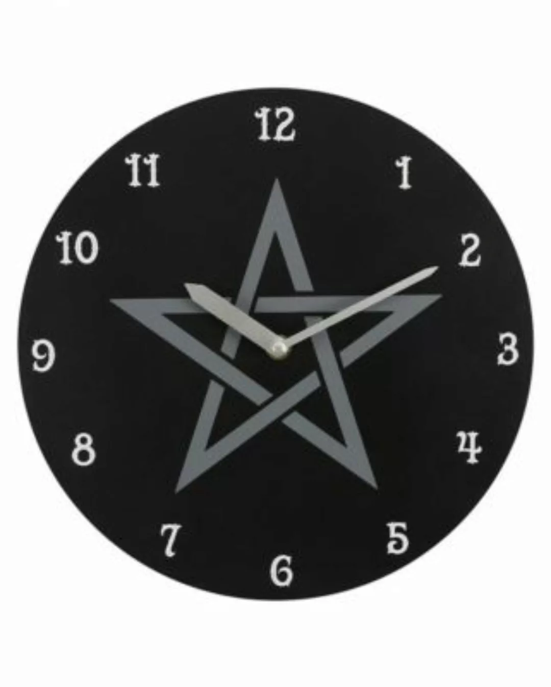 Schwarze Wanduhr mit Pentagramm Motiv 28cm Dekofiguren schwarz günstig online kaufen