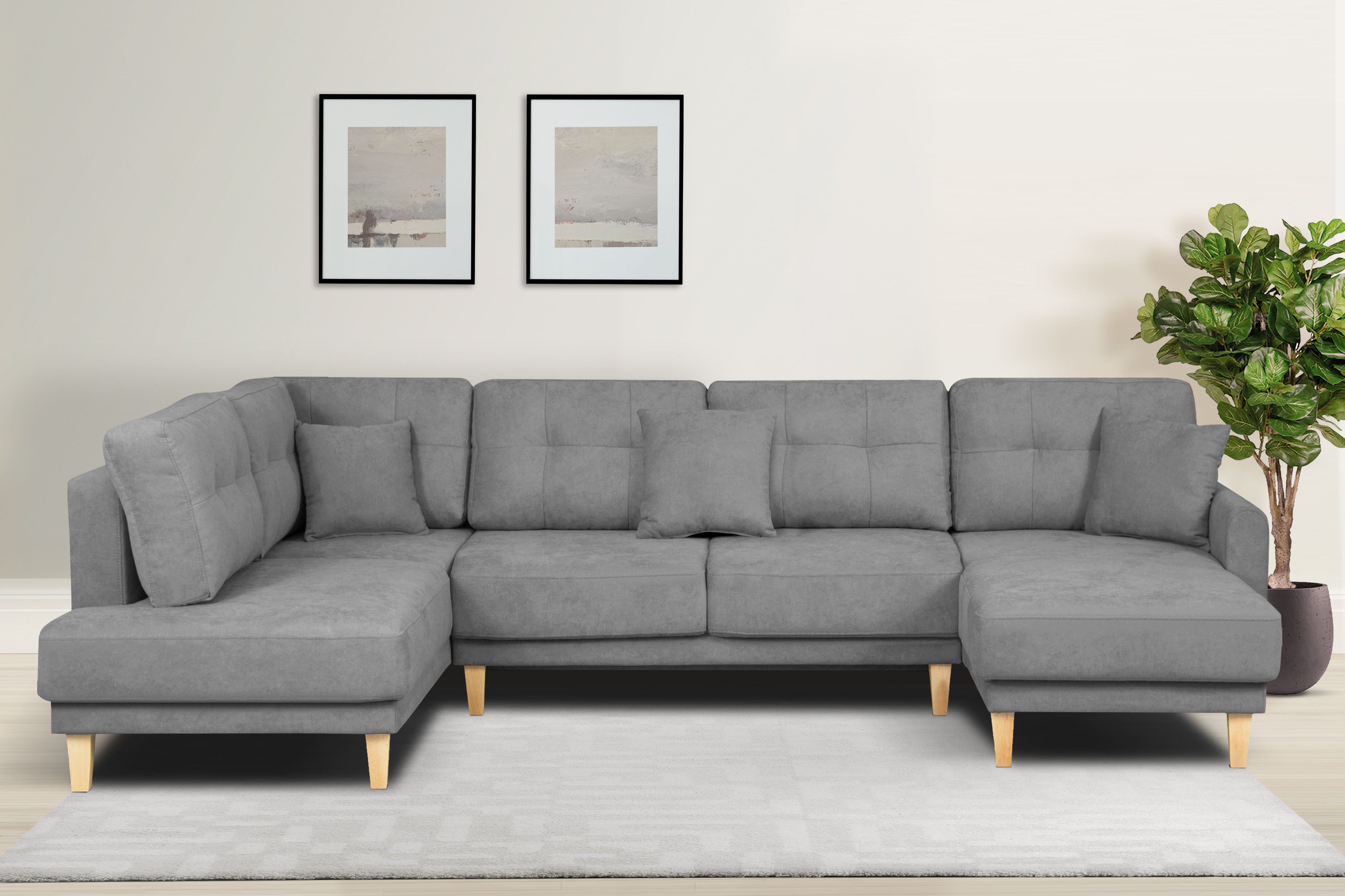Home affaire Wohnlandschaft "TRIPLO U-Form wahlweise mit Schlaffunktion, B/ günstig online kaufen