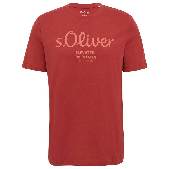 s.Oliver Rundhalsshirt Große Größen Herren T-Shirt weinrot Logo-Frontprint günstig online kaufen