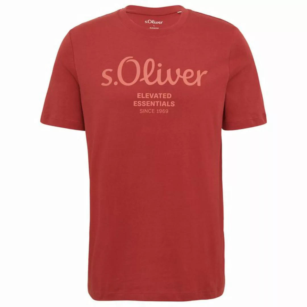 s.Oliver Rundhalsshirt Große Größen Herren T-Shirt weinrot Logo-Frontprint günstig online kaufen