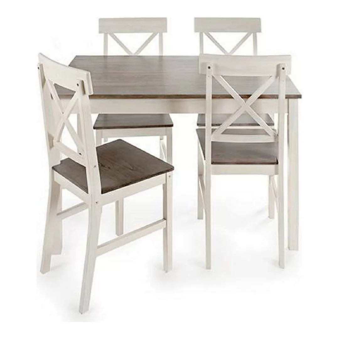 Tisch-set Mit 4 Stühlen Weiß Grau Pappelholz (5 Pcs) günstig online kaufen
