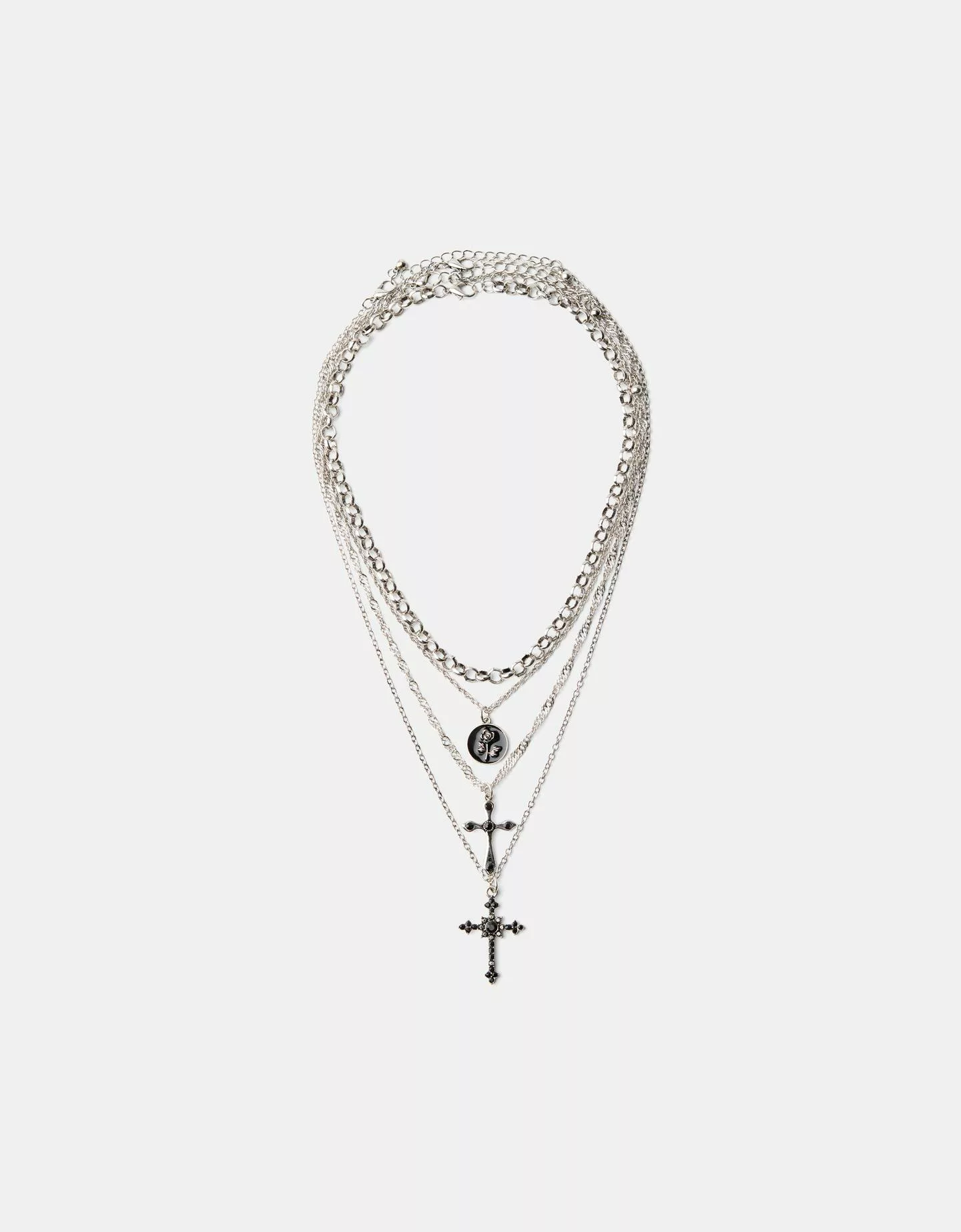 Bershka 4er-Pack Halsketten Mit Kreuz Damen Silber günstig online kaufen