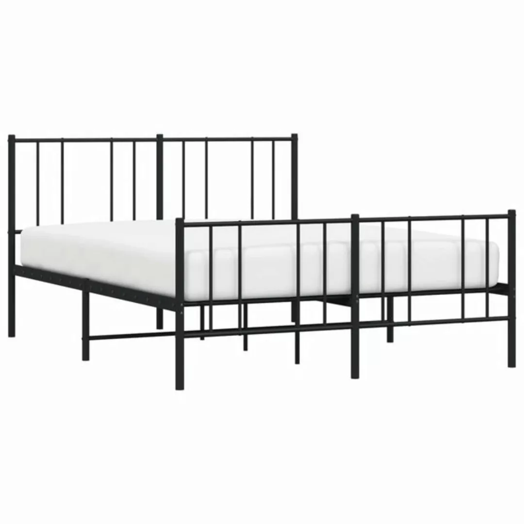 furnicato Bettgestell mit Kopf- und Fußteil Metall Schwarz 140x190 cm (1-tl günstig online kaufen