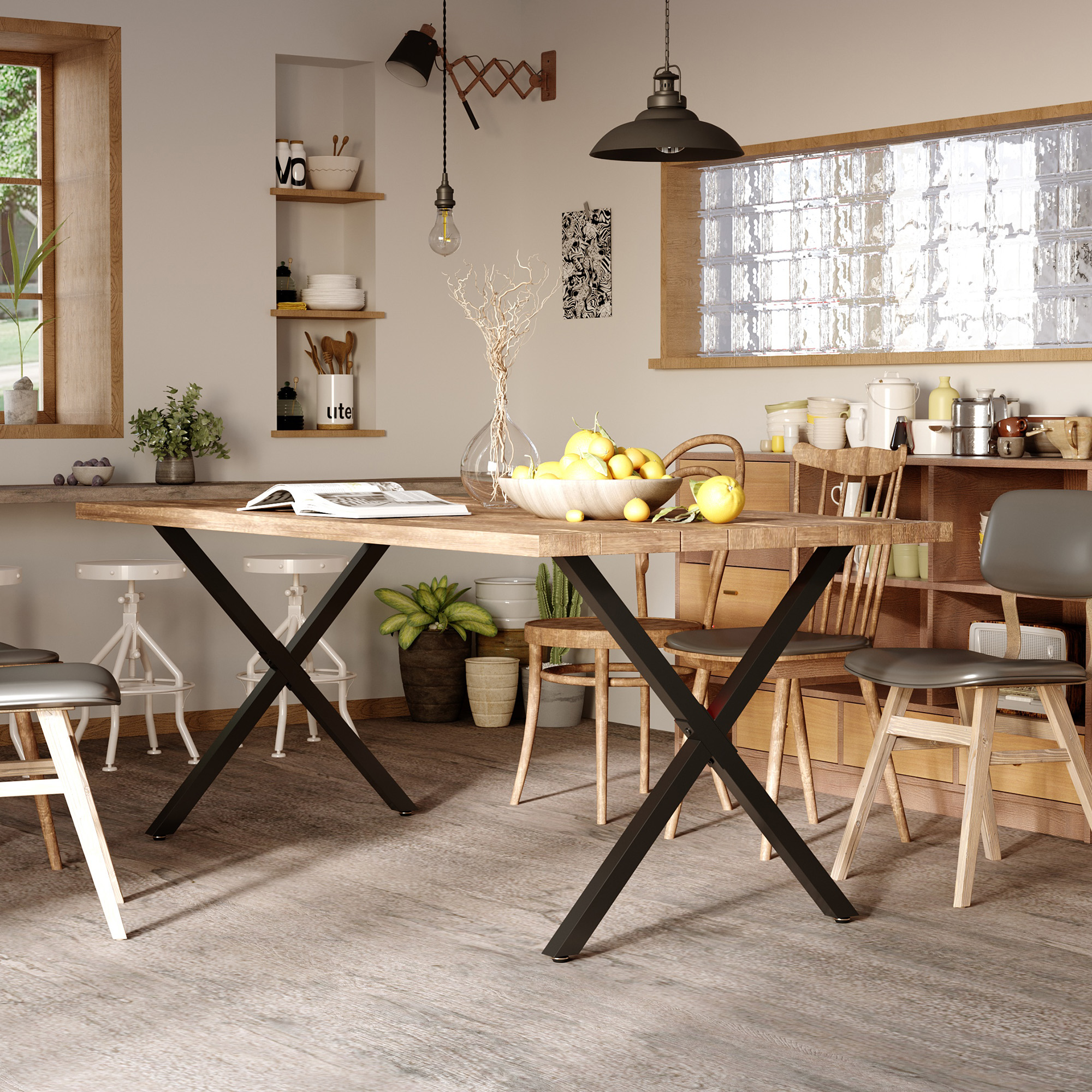 HOMCOM Set mit 2 Tischbeinen aus X-förmigem Stahl - 70L x 8B x 72H cm - Ind günstig online kaufen