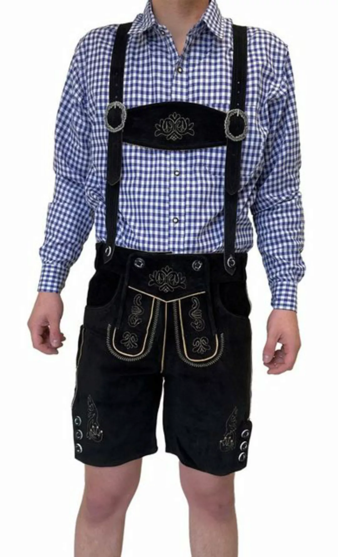 Dretaild Trachtenhose Herren Lederhose Tracht Kurz mit Hosenträgern, Rindle günstig online kaufen