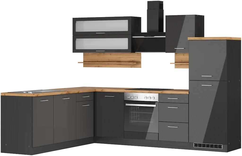 KOCHSTATION Winkelküche "KS-Milan", Stellbreite 280/220 cm, viel Stauraum, günstig online kaufen