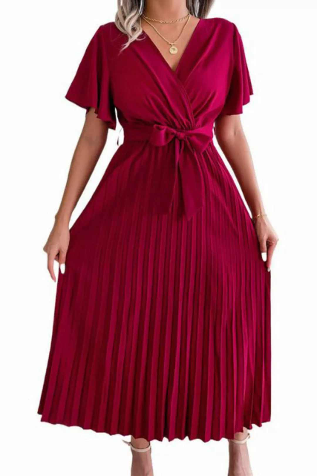 BlauWave A-Linien-Kleid Dirndl Damen-Maxikleid mit Schmetterlingsärmeln (1- günstig online kaufen