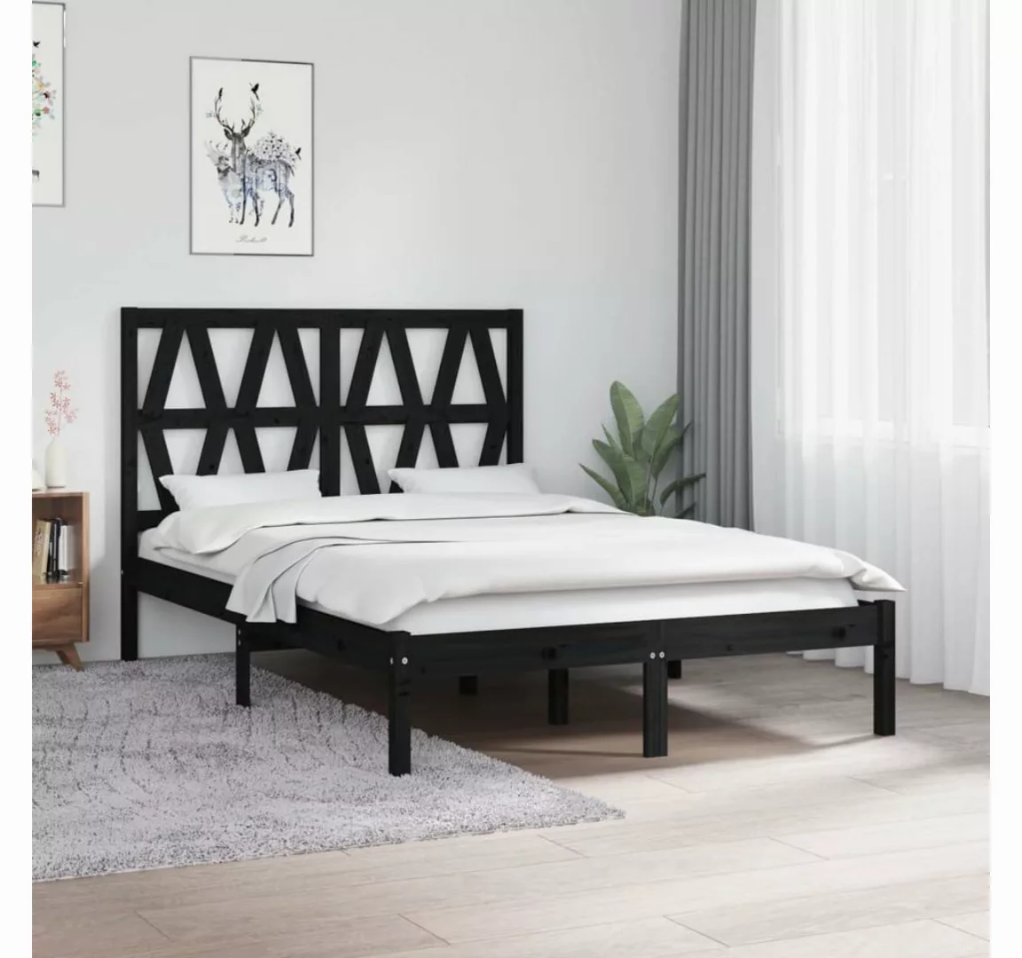 furnicato Bett Massivholzbett Schwarz Kiefer 120x200 cm günstig online kaufen