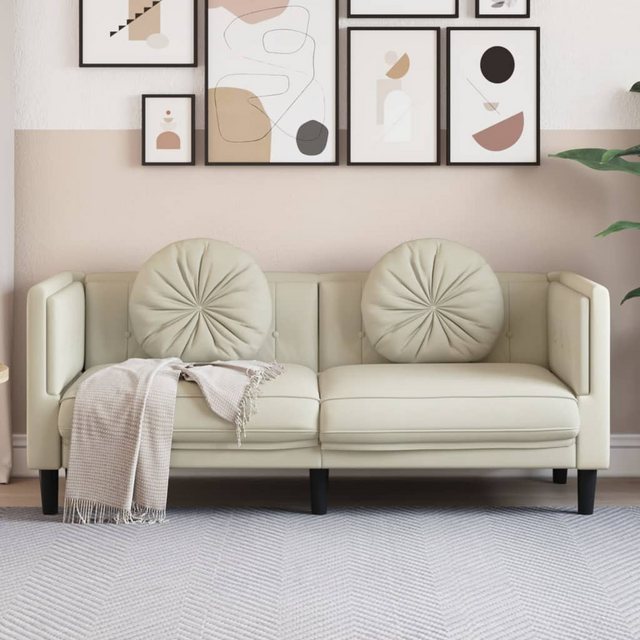 vidaXL Sofa Sofa mit Kissen 2-Sitzer Creme Samt günstig online kaufen