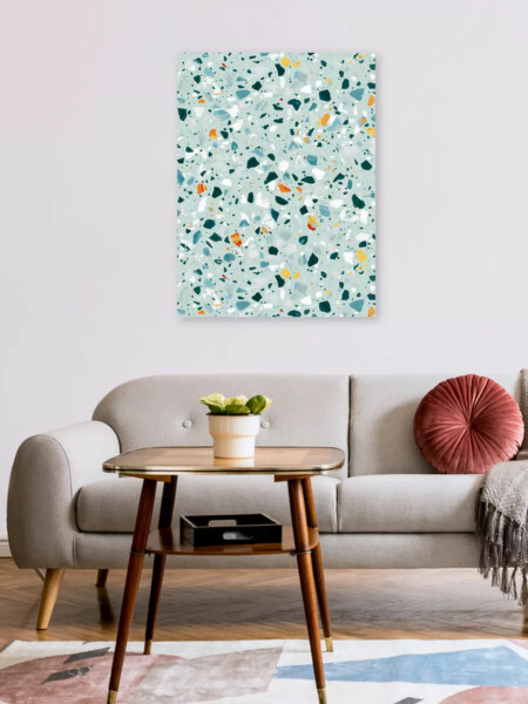 Poster / Leinwandbild - Mint Terrazzo günstig online kaufen