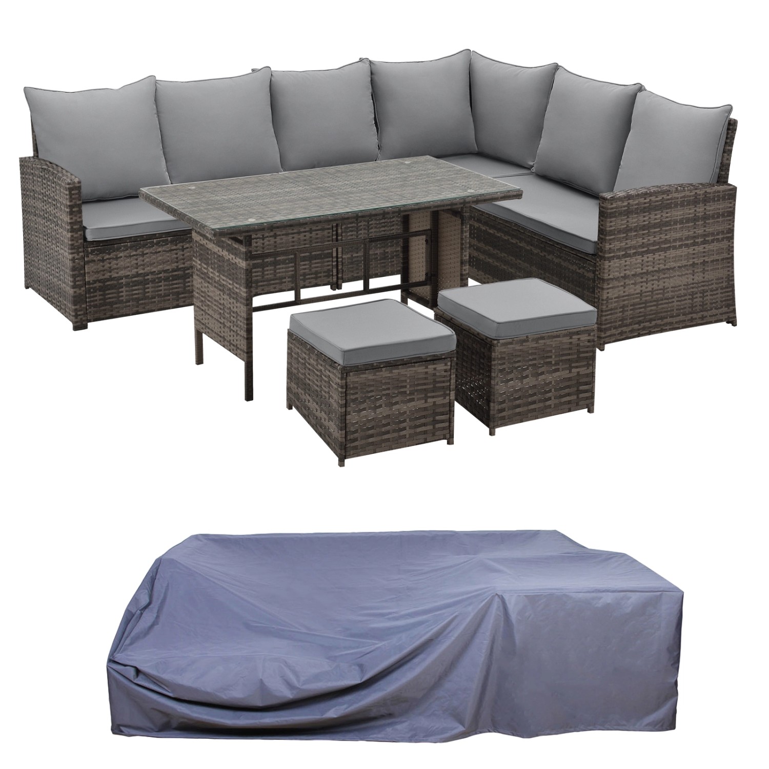Svita Monroe Garten-Lounge Set Abdeckhaube Polyrattan Lounge-Möbel Sitzgrup günstig online kaufen