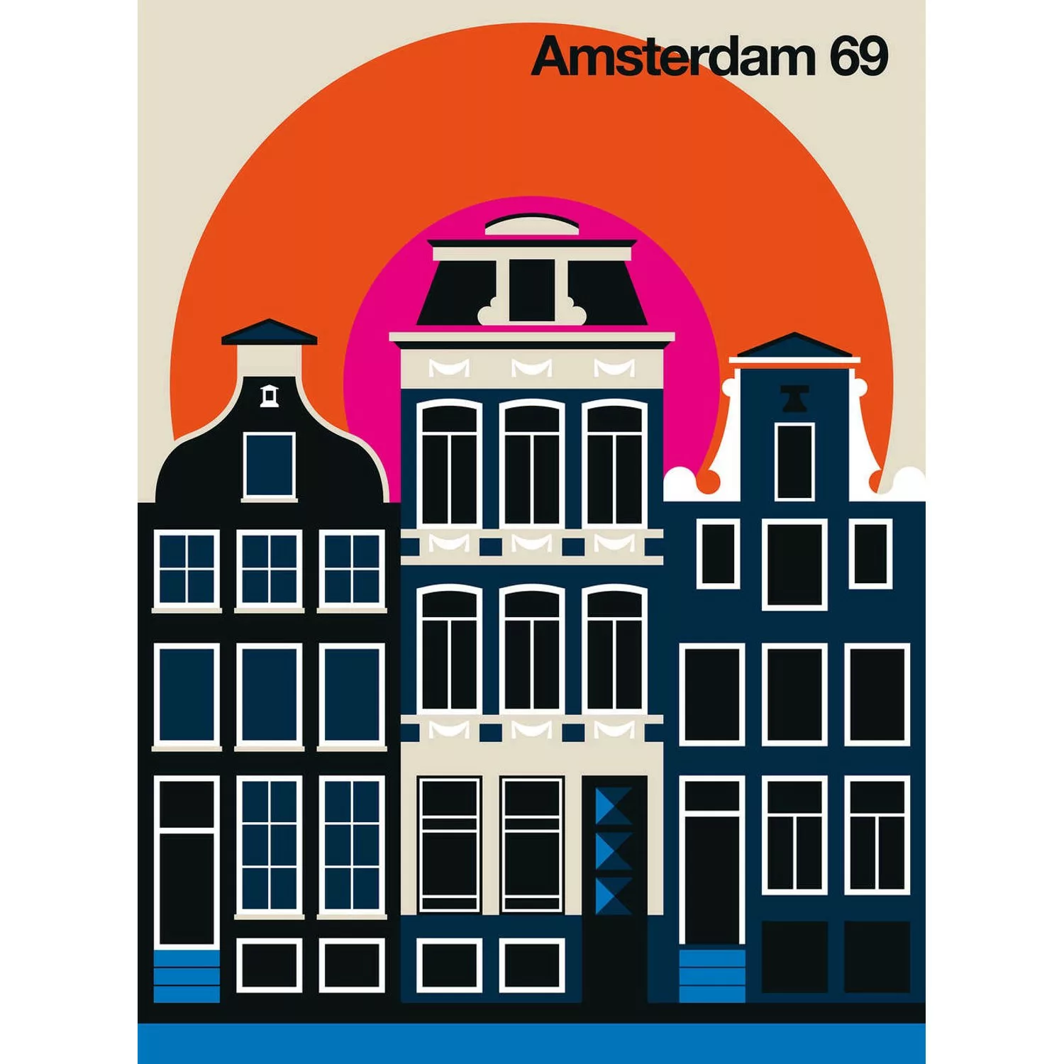 Fototapete Amsterdam 69 Rosa Gelb Orange Blau 2,00 m x 2,70 m FSC® günstig online kaufen