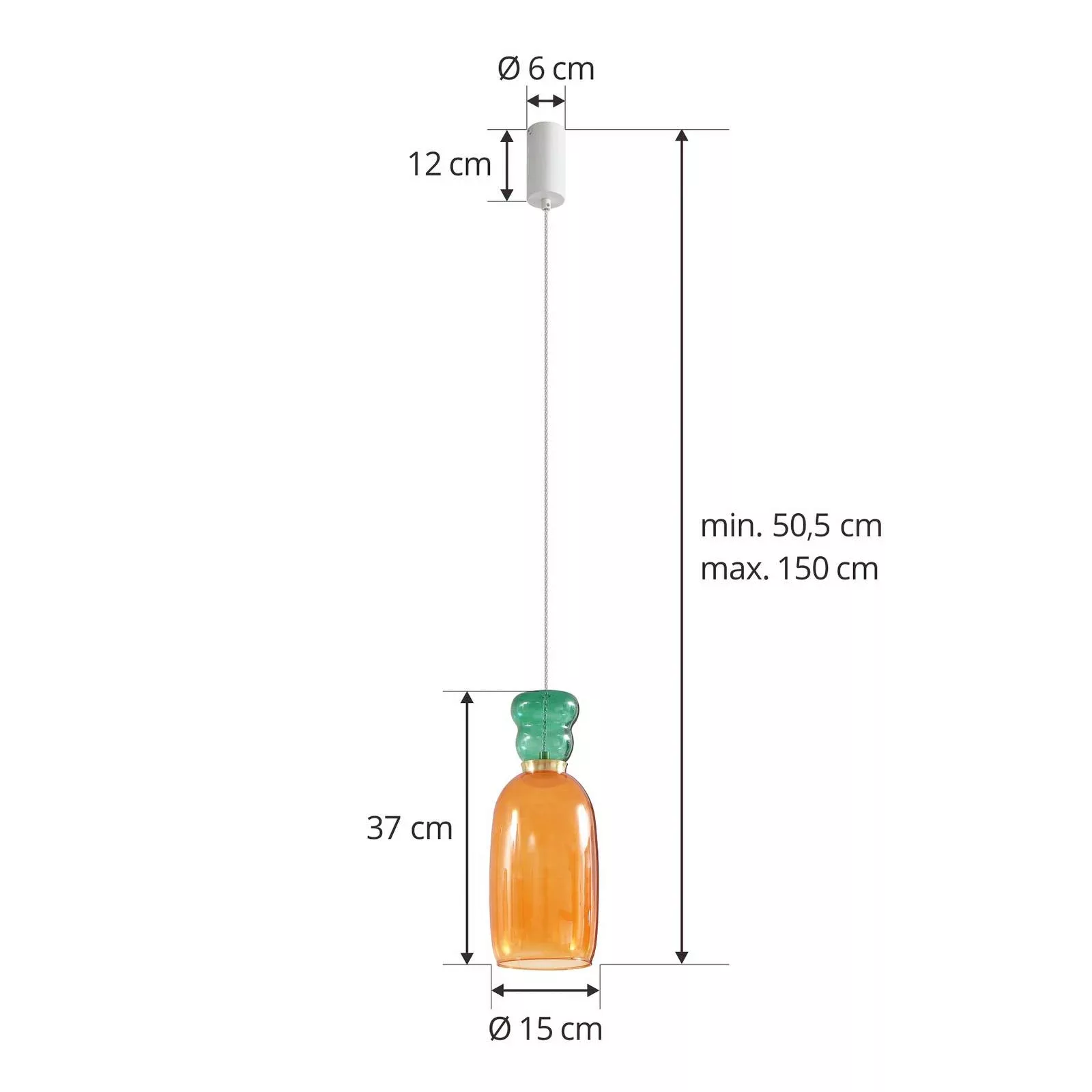 Lucande LED-Hängelampe Fay, orange/dunkelgrün, Glas, Ø 15 cm günstig online kaufen