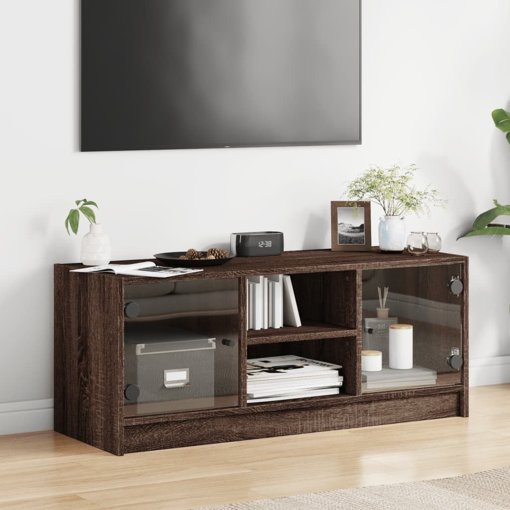 vidaXL TV-Schrank TV-Schrank mit Glastüren Braun günstig online kaufen