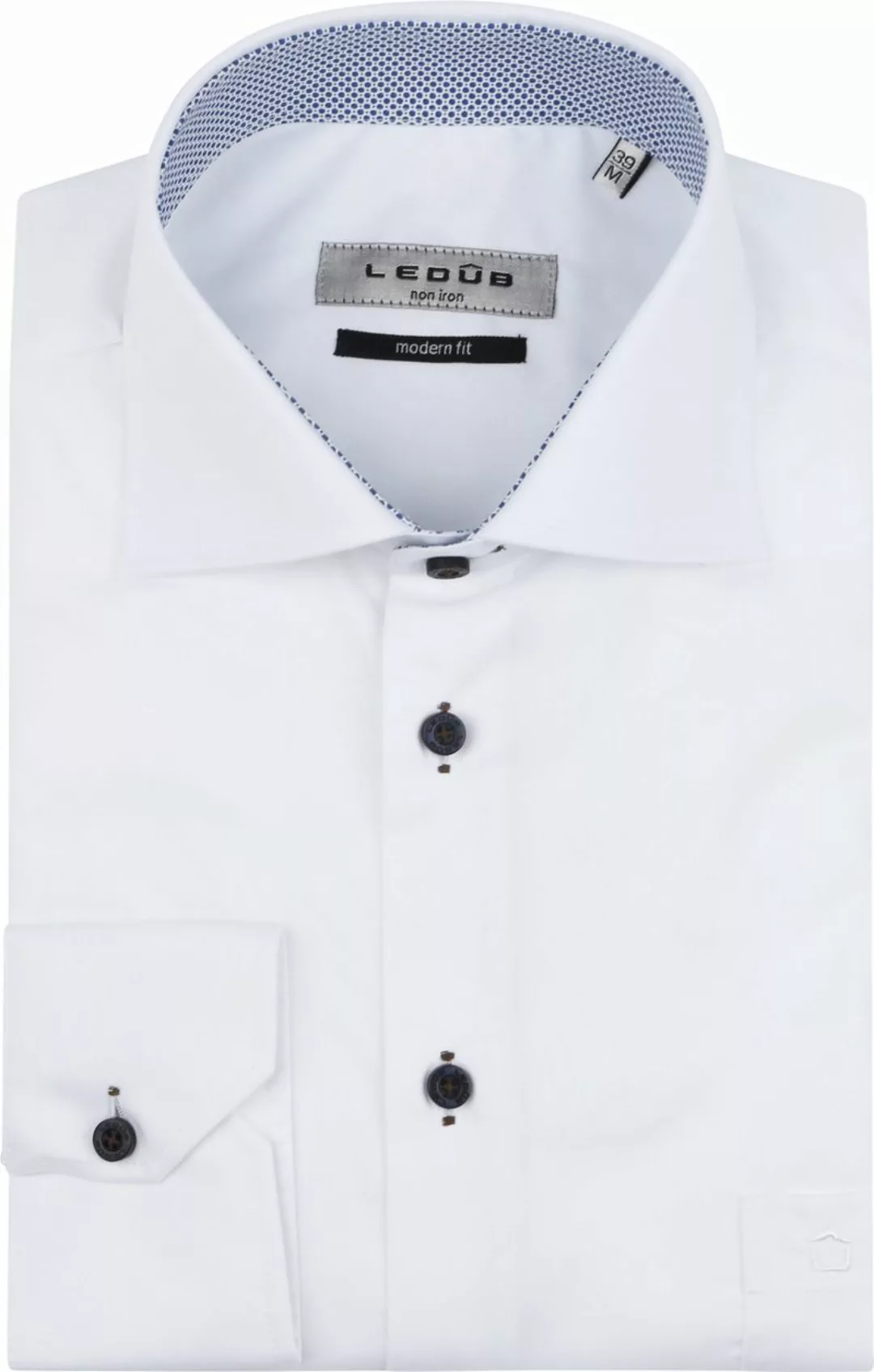 Ledub Hemd Weiß Brusttassche  - Größe 42 günstig online kaufen