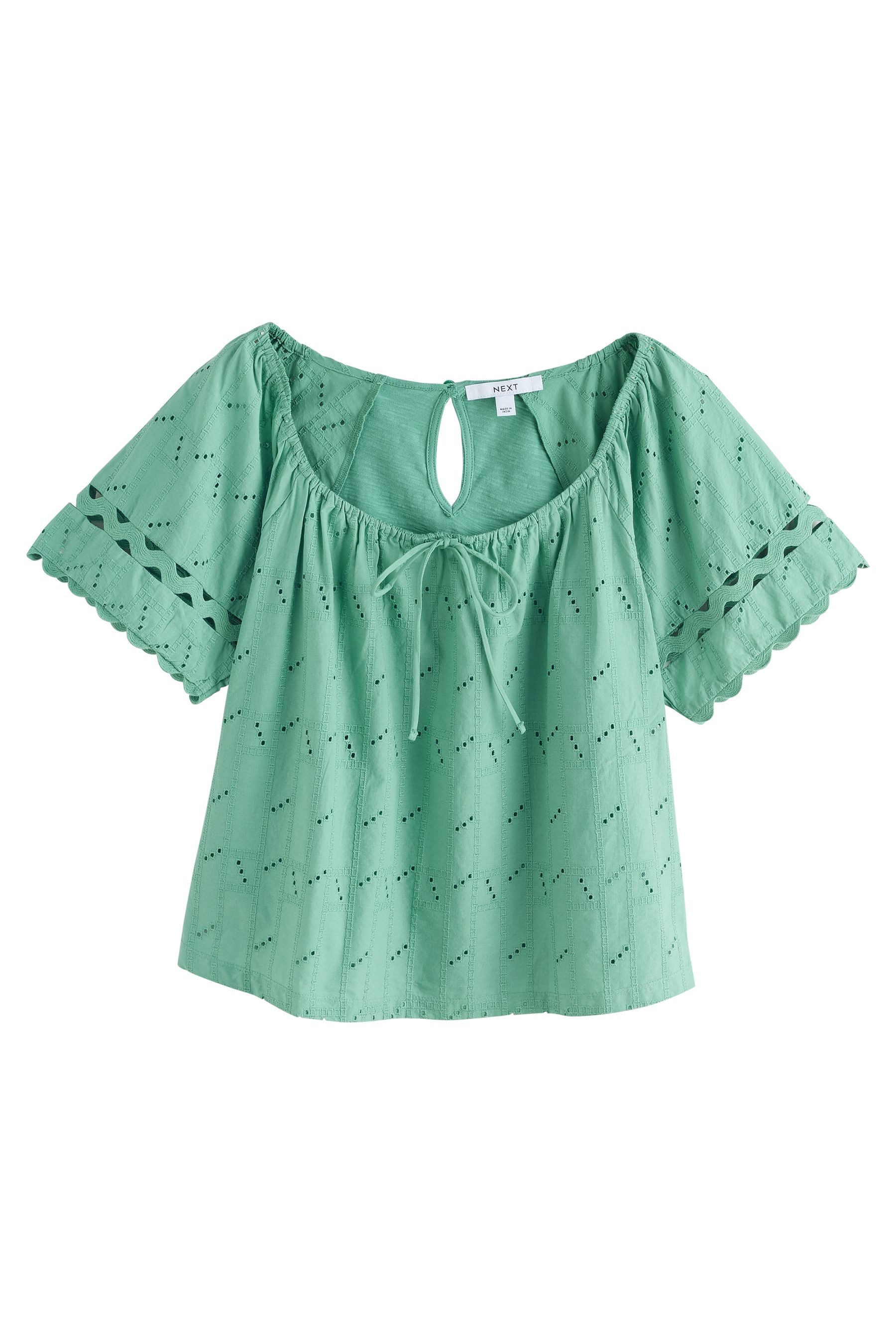 Next Kurzarmbluse Boho-Kurzarmoberteil mit Lochstickerei, Kurzgröße günstig online kaufen