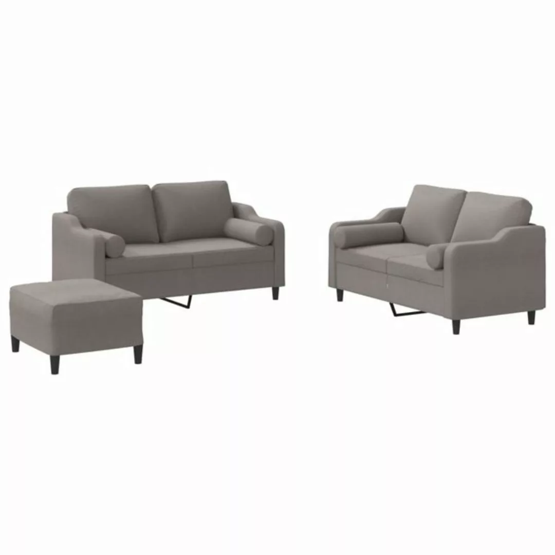 vidaXL Sofa Sofagarnitur Set mit Kissen Stoff, 3-tlg., Taupe günstig online kaufen