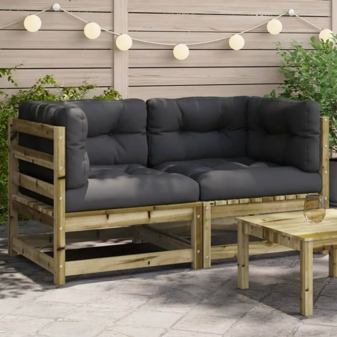 vidaXL Ecksofa Garten-Ecksofas mit Kissen 2 Stk. Kiefernholz Imprägniert günstig online kaufen