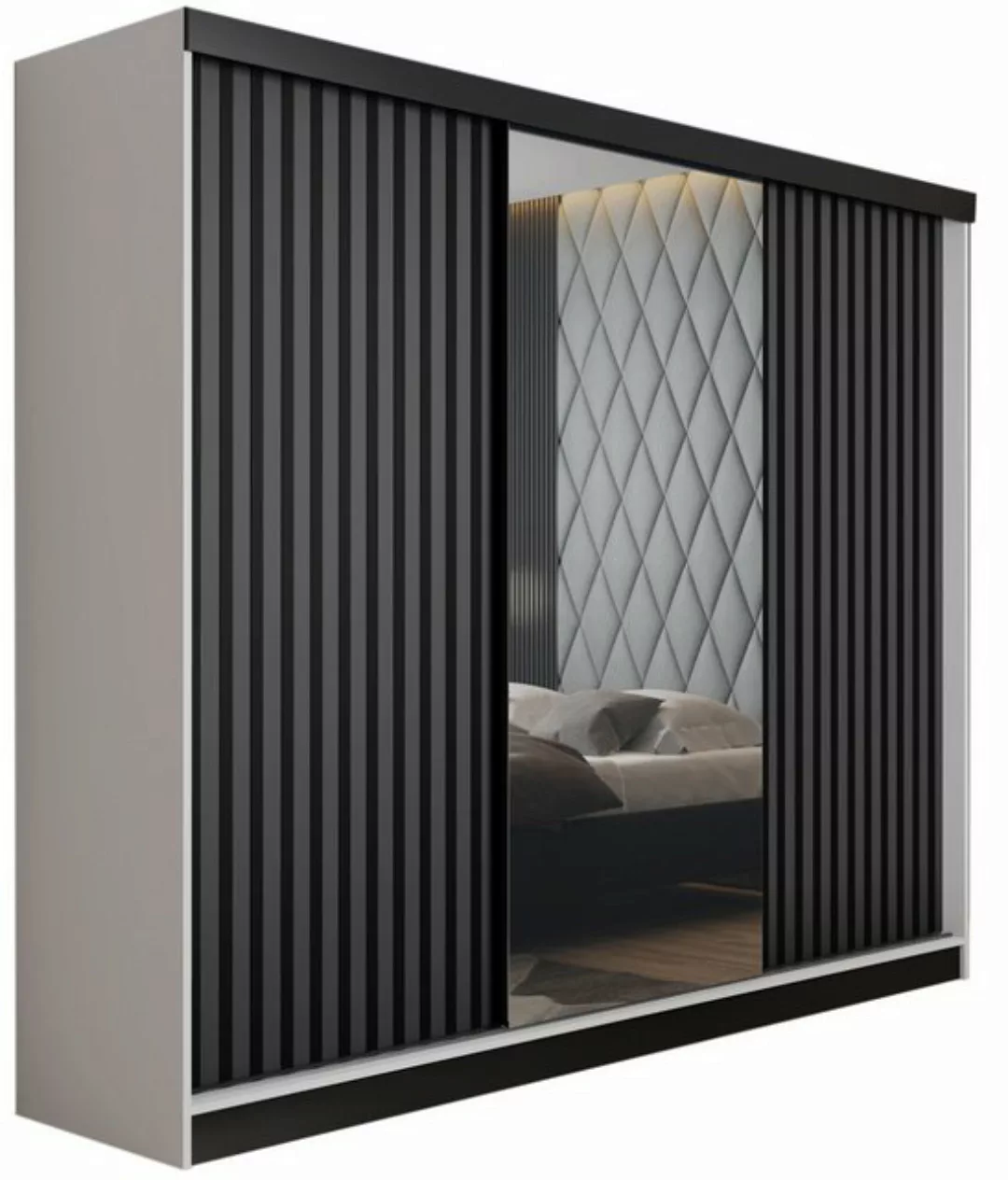 Compleo Schwebetürenschrank mit Spiegel, Breite: 200 cm, Modern design, Lam günstig online kaufen