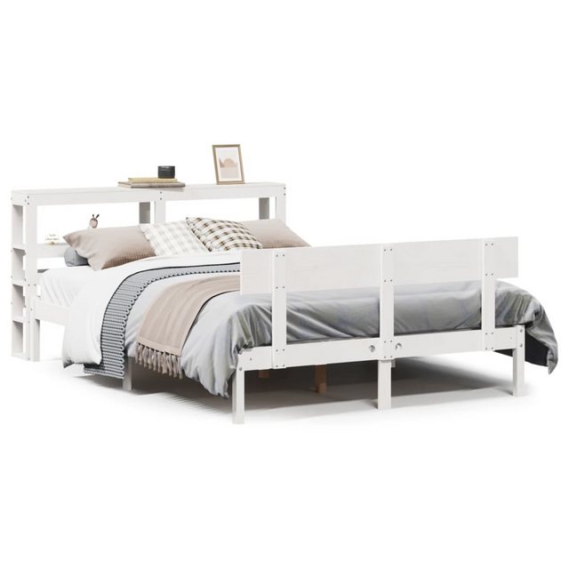 vidaXL Bett, Massivholzbett ohne Matratze Weiß 135x190 cm Kiefernholz günstig online kaufen