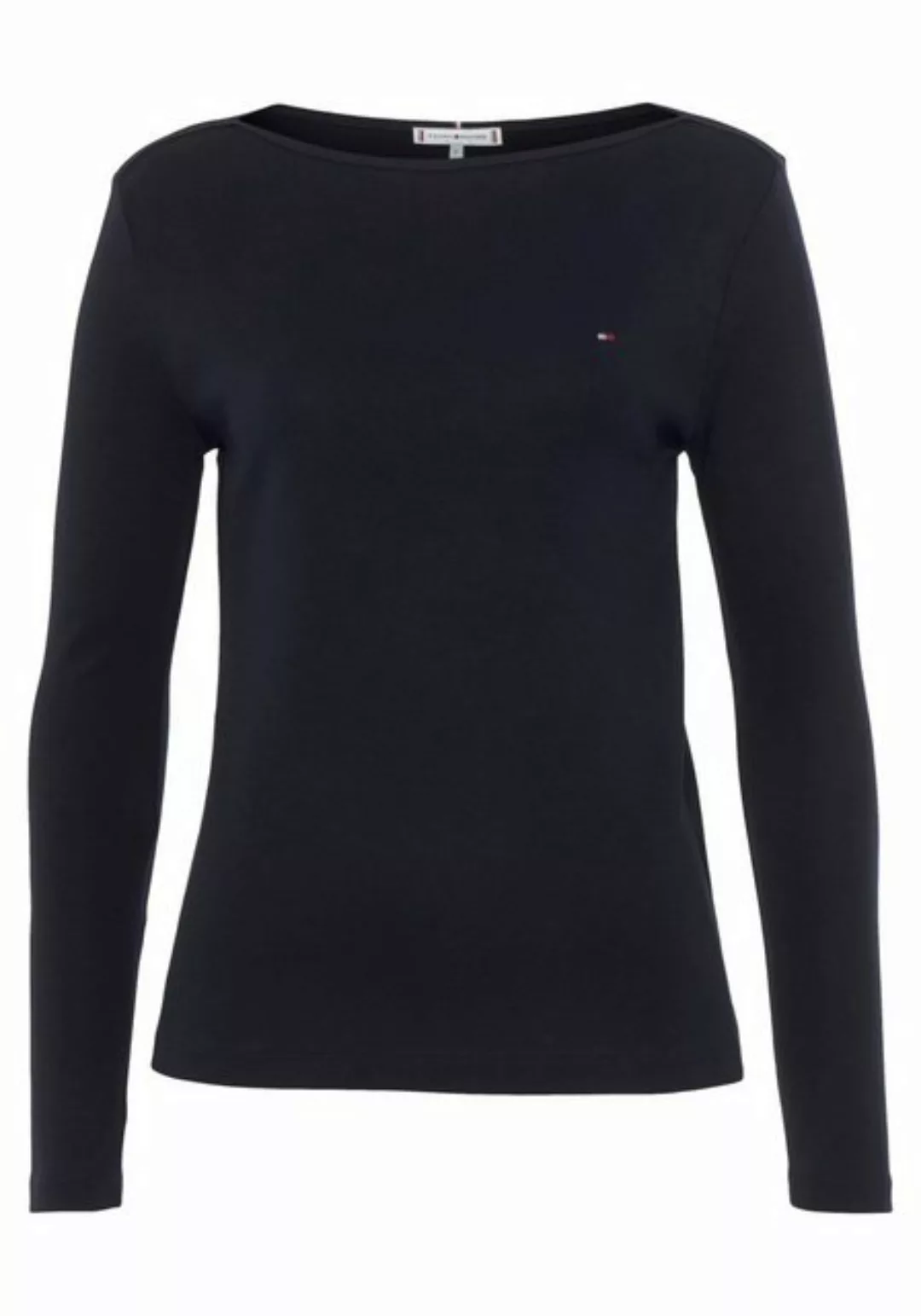 Tommy Hilfiger Langarmshirt SLIM CODY RIB SLASH-NK LS mit kleiner Logostick günstig online kaufen