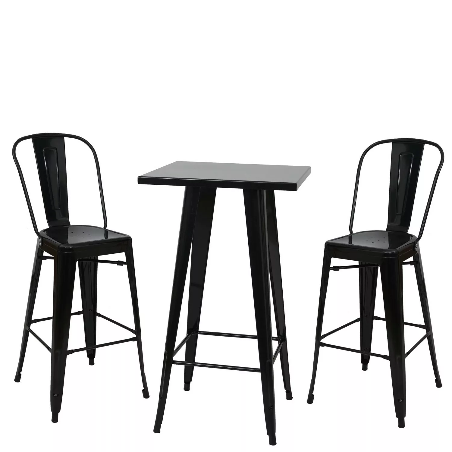 MCW Stehtisch-Set A73 Metall 3-teilig Schwarz günstig online kaufen