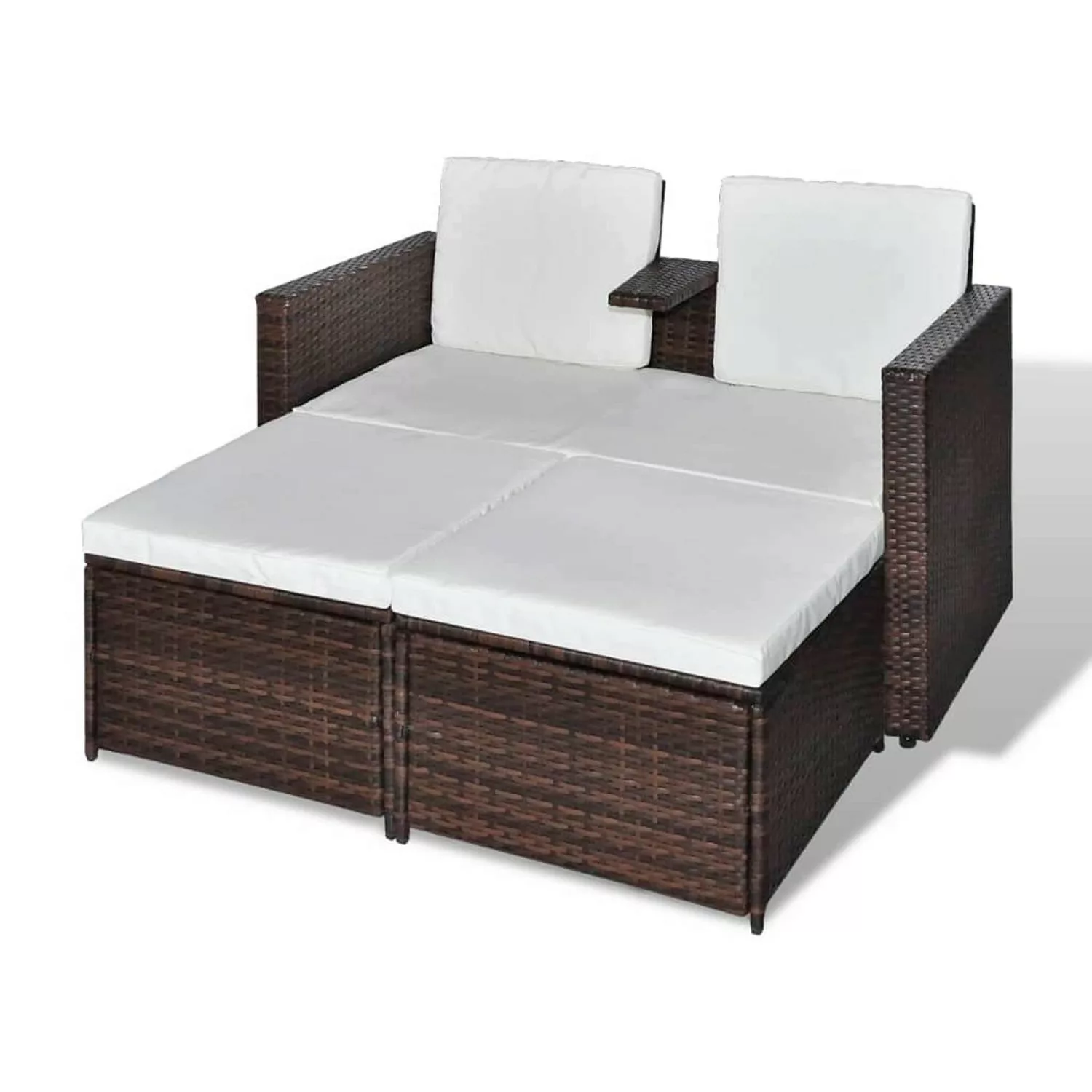 4-tlg. Garten-lounge-set Mit Auflagen Poly Rattan Braun günstig online kaufen