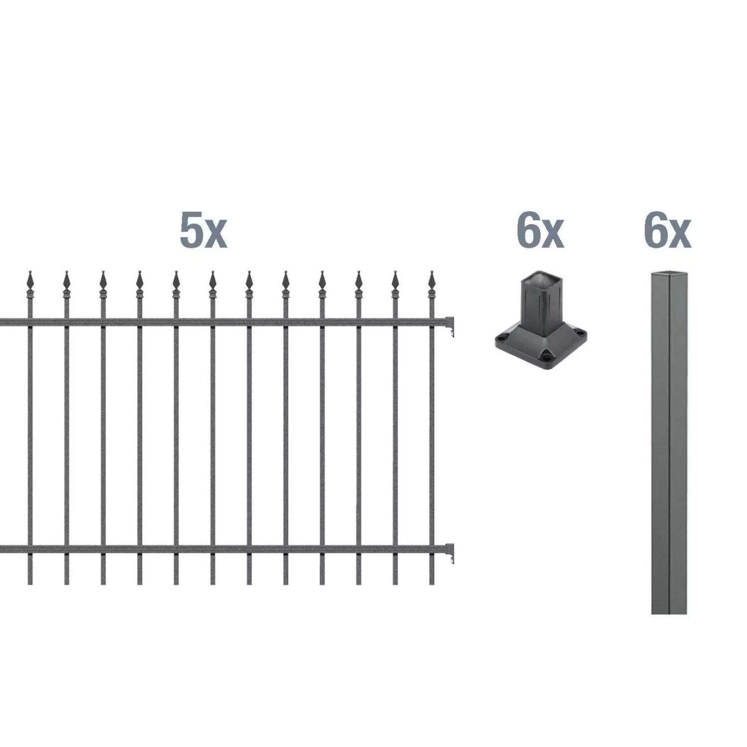 Metallzaun Grund-Set Chaussee Anthrazit z. Aufschrauben 120 cm x 1000 cm günstig online kaufen