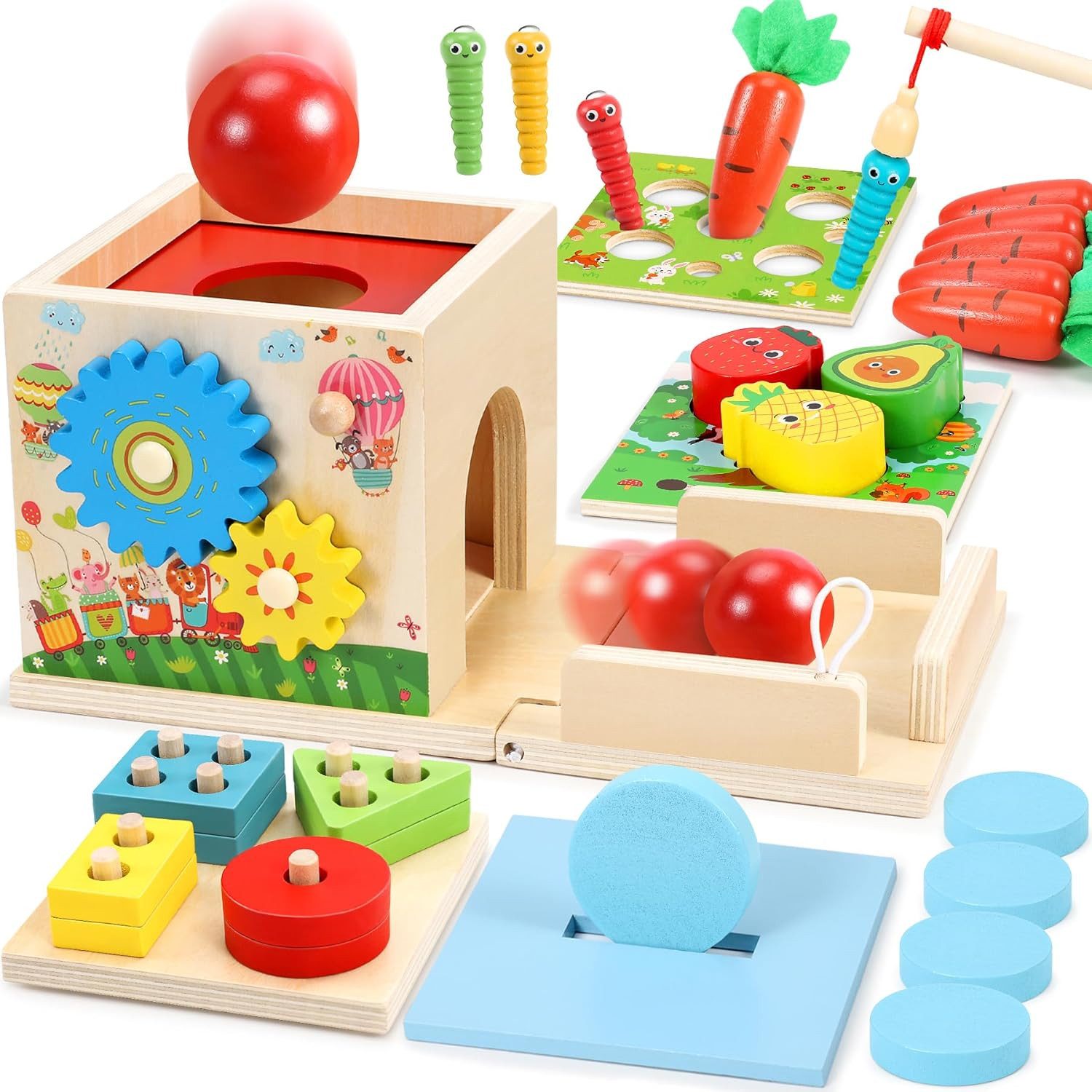 POPOLIC Lernspielzeug 8-in-1 Holzspielzeugkiste, Motorikspielzeug, Baby-Sin günstig online kaufen
